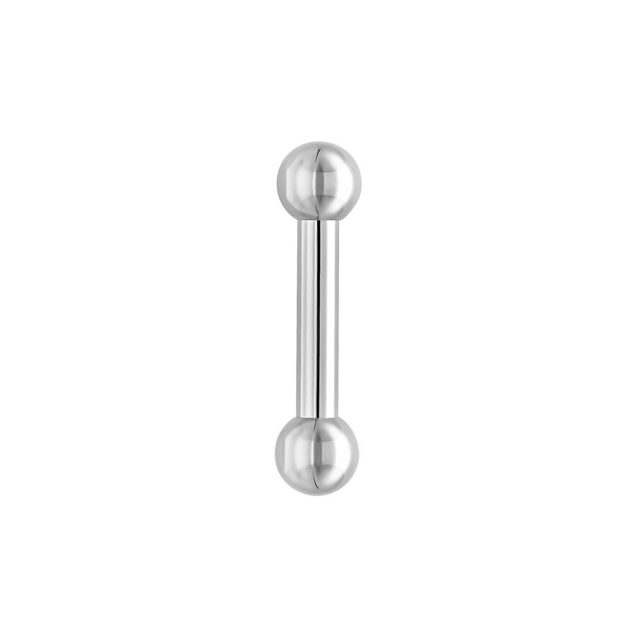 Barbell piercing argenté 22mm, boule 8mm Barbell piercing argenté avec 22mm de longueur et boules de 8mm sur fond blanc
