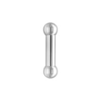 Barbell basique argenté en acier chirurgical Barbell argenté avec deux boules sur fond blanc