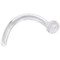Clou de nez transparent avec disque blanc Clou de nez transparent en bioplast avec disque blanc sur fond blanc