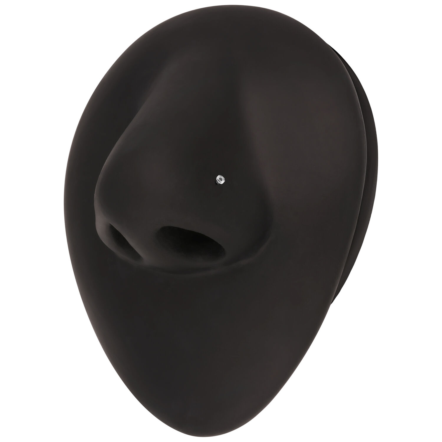 Clou de nez noir avec pierre blanche Forme sculpturale noire avec petit clou de nez blanc au centre