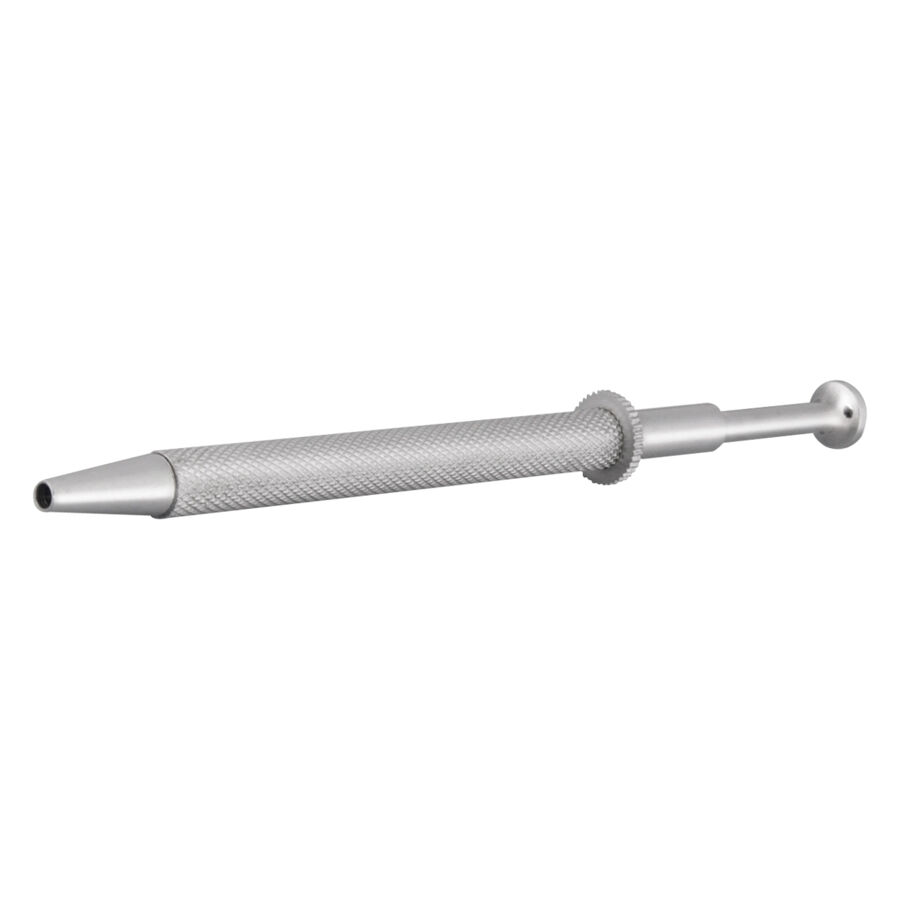 Gripper à billes argenté, 13 cm de long Gripper à billes argenté en métal sur fond blanc, 13 cm de long