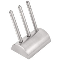 Ensemble de supports à billes en acier inoxydable pour piercing Ensemble de supports à billes en trois pièces en acier inoxydable brillant sur fond blanc