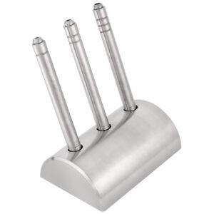 Ensemble de supports à billes en trois pièces en acier inoxydable brillant sur fond blanc