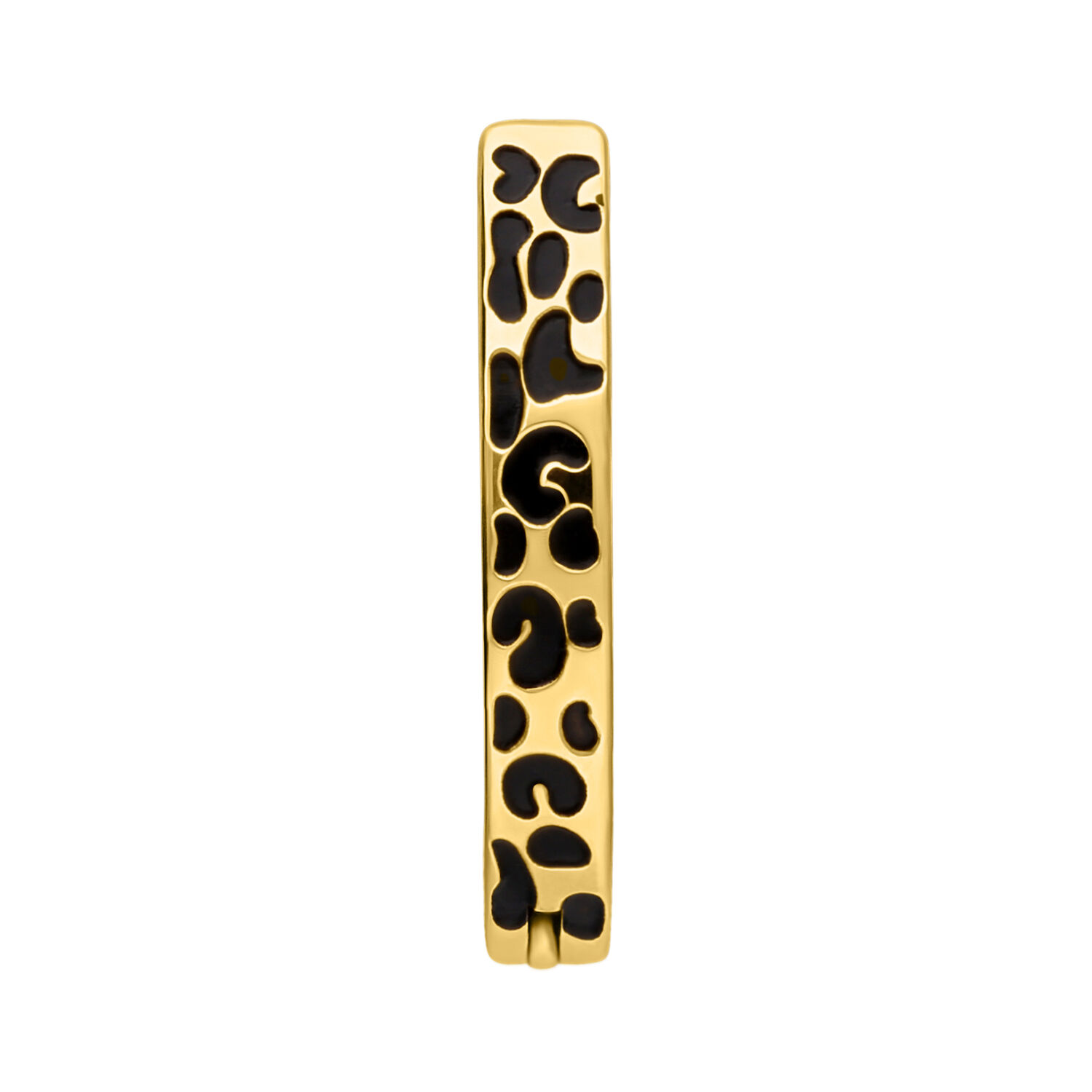 Clicker de nombril léopard doré en titane Clicker de nombril doré en titane avec motif léopard sur fond blanc