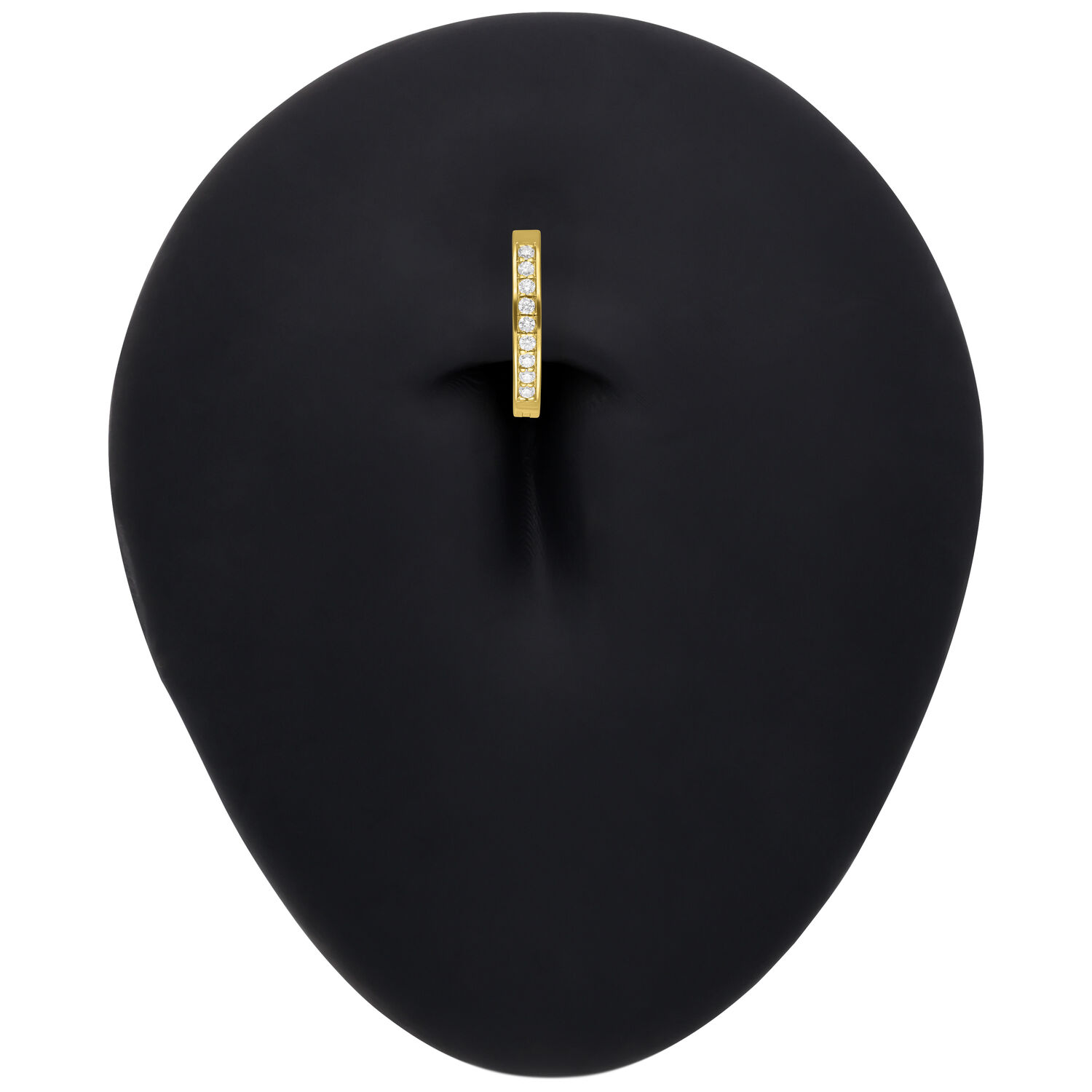 Clicker de nombril en or 14K avec moissanite Clicker de nombril en or avec cristaux de moissanite sur fond noir