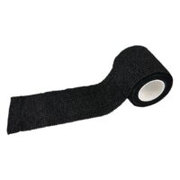 Bandage Grip noire, non tissée, partiellement déroulée, sur fond blanc