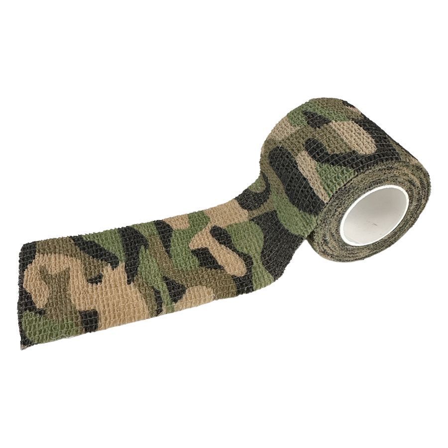 Bande de préhension camouflage en vert foncé et brun sur fond blanc