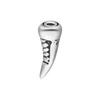 Embout Bio-Mécanique Argenté Embout de piercing bio-mécanique argenté avec design en spirale sur fond blanc
