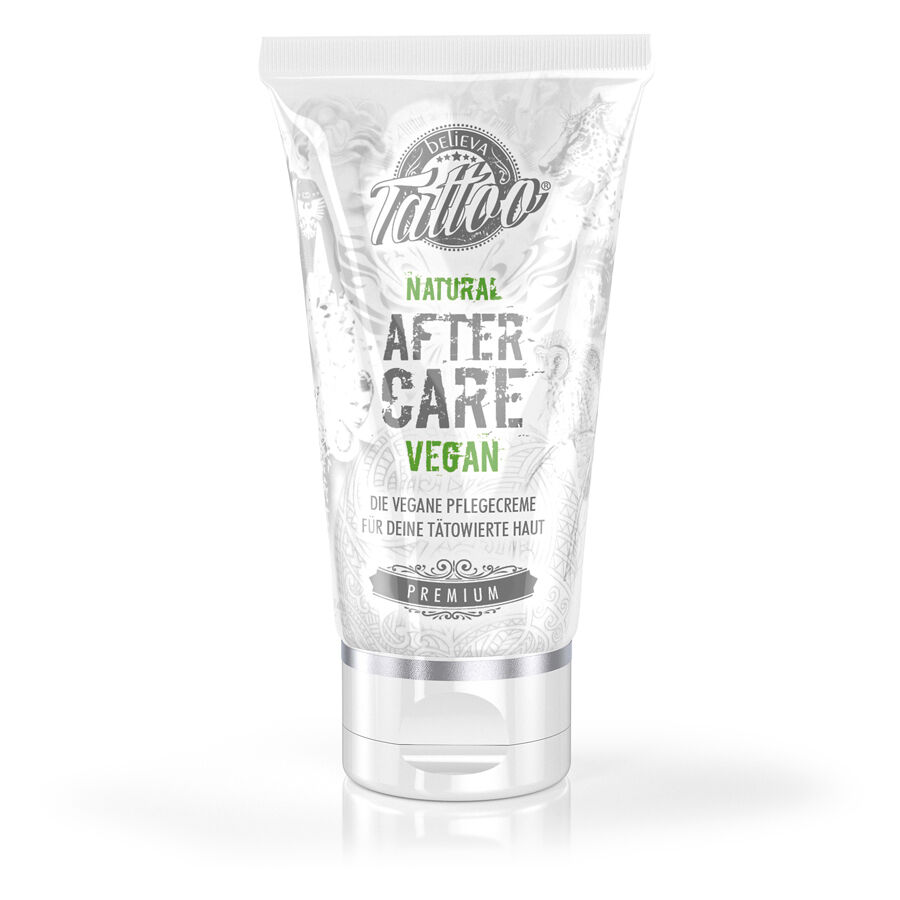 Believa Tattoo Aftercare Crème 50ml Tube de la Believa Tattoo Aftercare Crème sur fond blanc