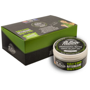 Boîte et emballage de Believa Tattoo Butter sur fond blanc