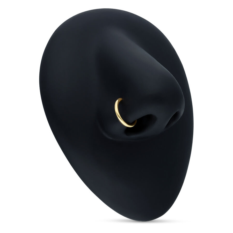 Anneau de piercing en or 18K pour septum Anneau de piercing en or 18K sur nez noir sur fond blanc