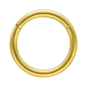 Anneau à charnière rond en or 14K sur fond blanc