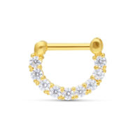 Clicker de Septum en Or 18K avec Cristaux Clicker de Septum en or 18K avec cristaux clairs sur fond blanc