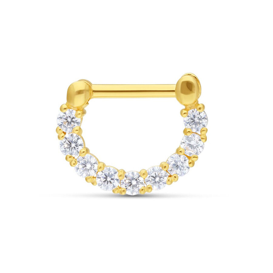 Clicker de Septum en Or 18K avec Cristaux Clicker de Septum en or 18K avec cristaux clairs sur fond blanc