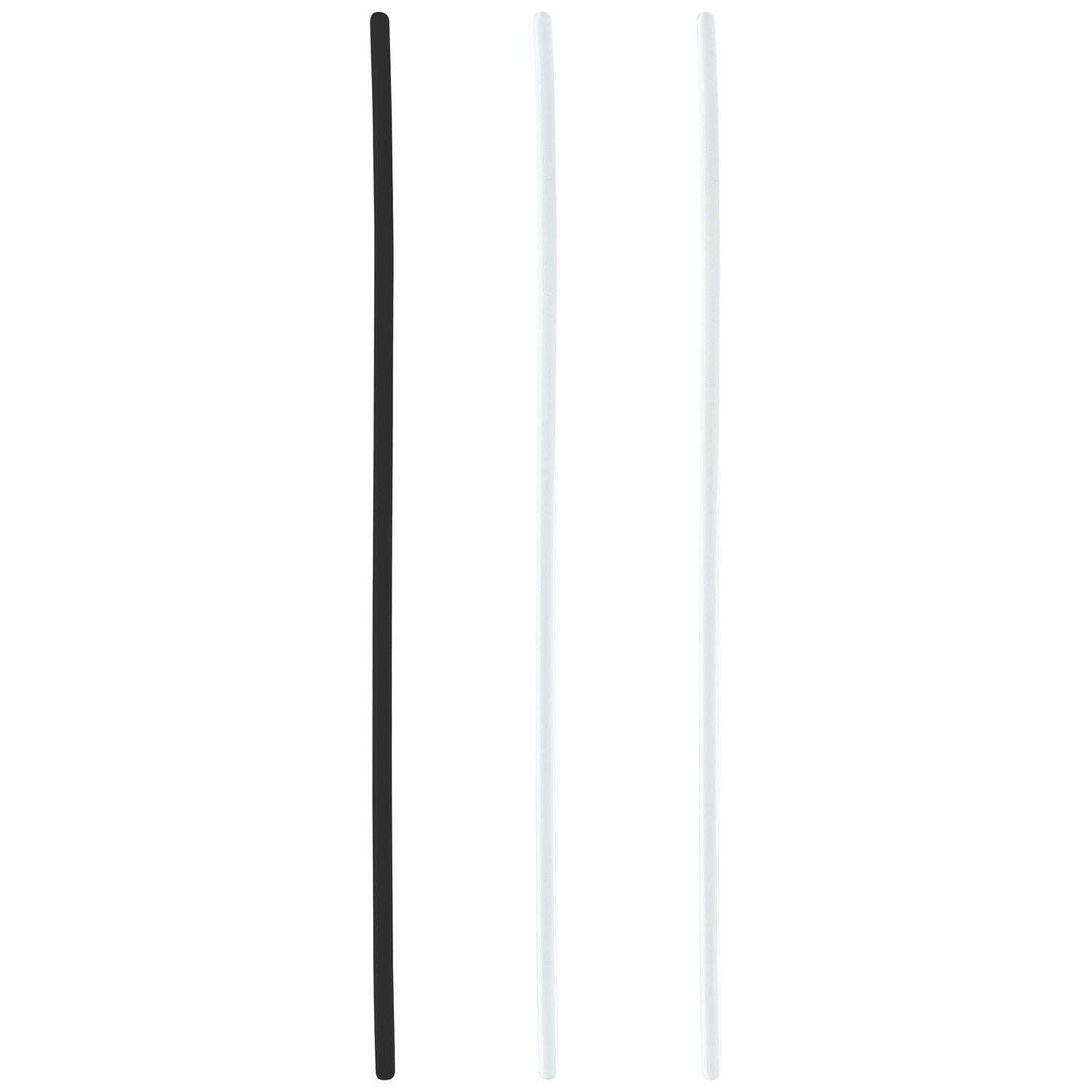 Barre de piercing droite en noir, blanc et transparent Trois barres de piercing droites en noir, blanc et transparent sur fond blanc