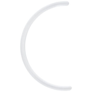 Barre de piercing courbée blanche en Bioplast sur fond blanc