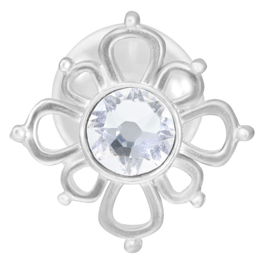 Labret Push-Fit Oriental Sun en argent Labret en argent avec pierre cristalline sur fond blanc