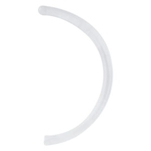 Tige Push-Fit transparente courbée en Bioplast sur fond blanc