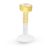 Labret Push-Fit en or 18k avec cristal Labret en or avec cristal sur fond blanc