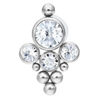 Bindi Push-fit Labret avec cristaux Labret Push-fit en argent avec cristaux clairs sur fond blanc