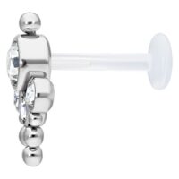 Bindi Push-fit Labret avec cristal clair Bindi Push-fit Labret en titane et bioplast avec cristal clair sur fond blanc