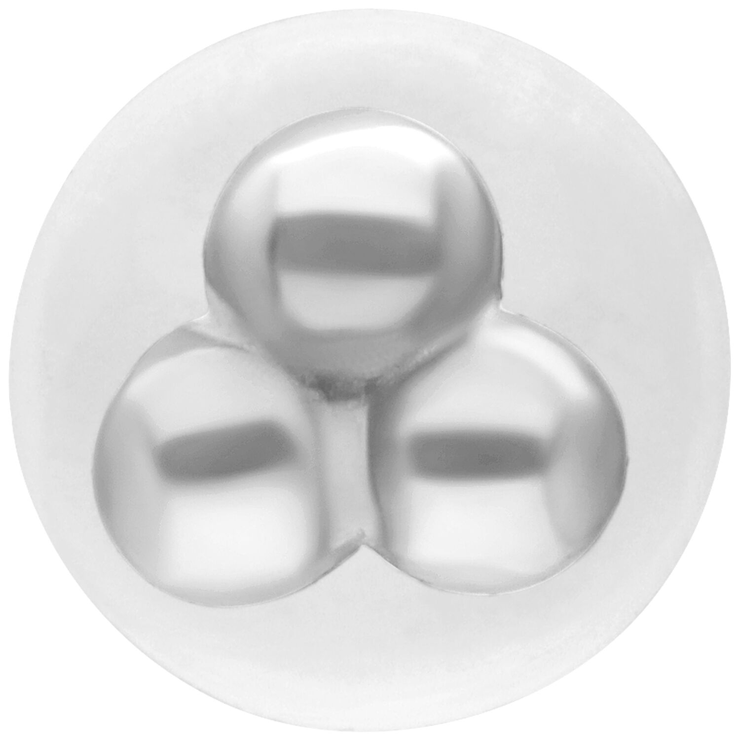 Trinity Balls Push Fit Labret en argent Trinity Balls Push Fit Labret en argent sur fond blanc