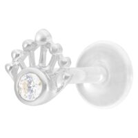 Labret push-fit sirène argenté avec cristal Piercing labret argenté avec cristal sur fond blanc