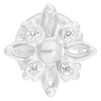Labret Push-Fit Polar Star argenté Labret argenté avec pierres cristallines sur fond blanc