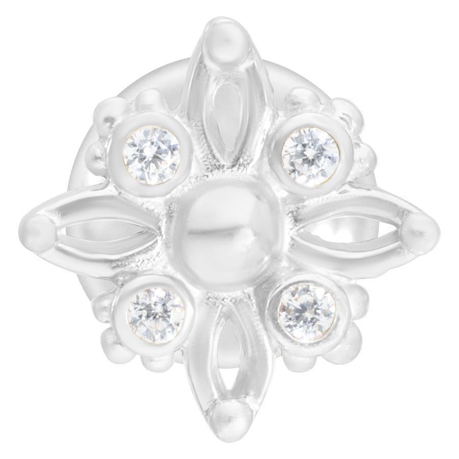 Labret Push-Fit Polar Star argenté Labret argenté avec pierres cristallines sur fond blanc