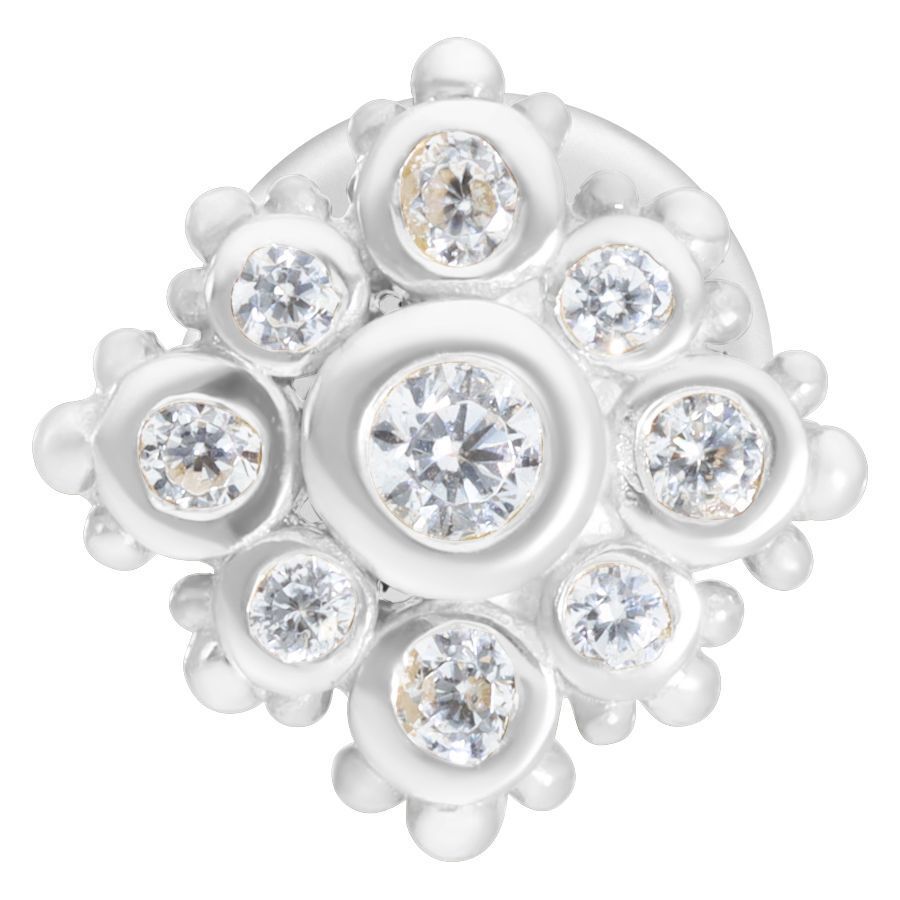 Labret push-fit argenté avec cristaux Labret argenté avec cristaux scintillants sur fond blanc