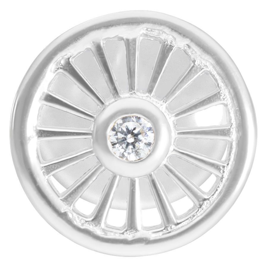 Suncircle Push-Fit Labret en argent avec cristal Labret Suncircle Push-Fit en argent avec cristal rond sur fond blanc