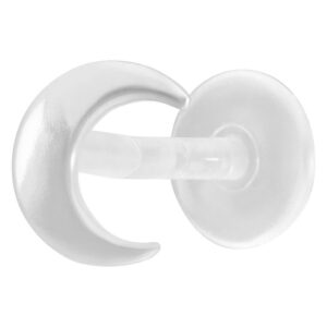 Labret Lune argenté en bioplast avec fermeture Push-Fit