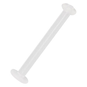 Labret transparent en bioplastique avec extrémités plates, sur fond blanc