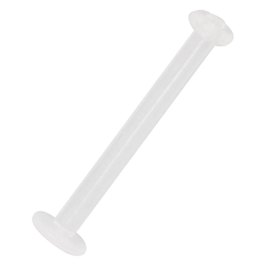 Labret transparent en bioplastique Labret transparent en bioplastique avec extrémités plates, sur fond blanc