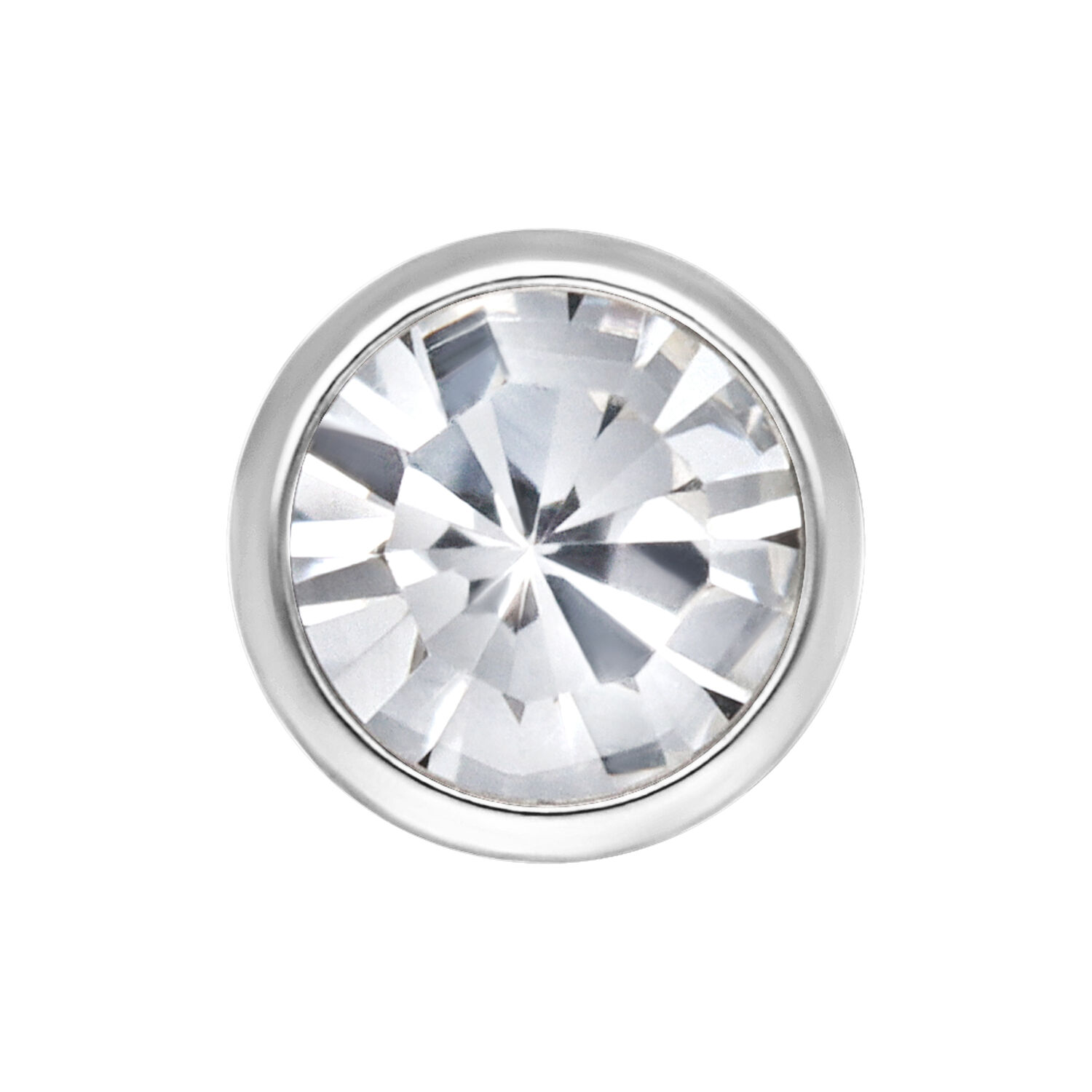 Embout de piercing en cristal clair en titane sur fond blanc