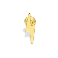 Piercing d'oreille en or 18K design éclair Barbell d'oreille en or avec design éclair sur fond blanc