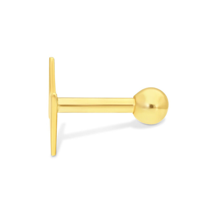 Barbell d'oreille en or 18K avec embout boule Barbell d'oreille en or avec boule brillante sur fond blanc