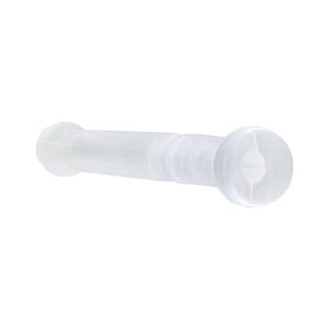 Clou de nez transparent en bioplastique avec boule sur fond blanc