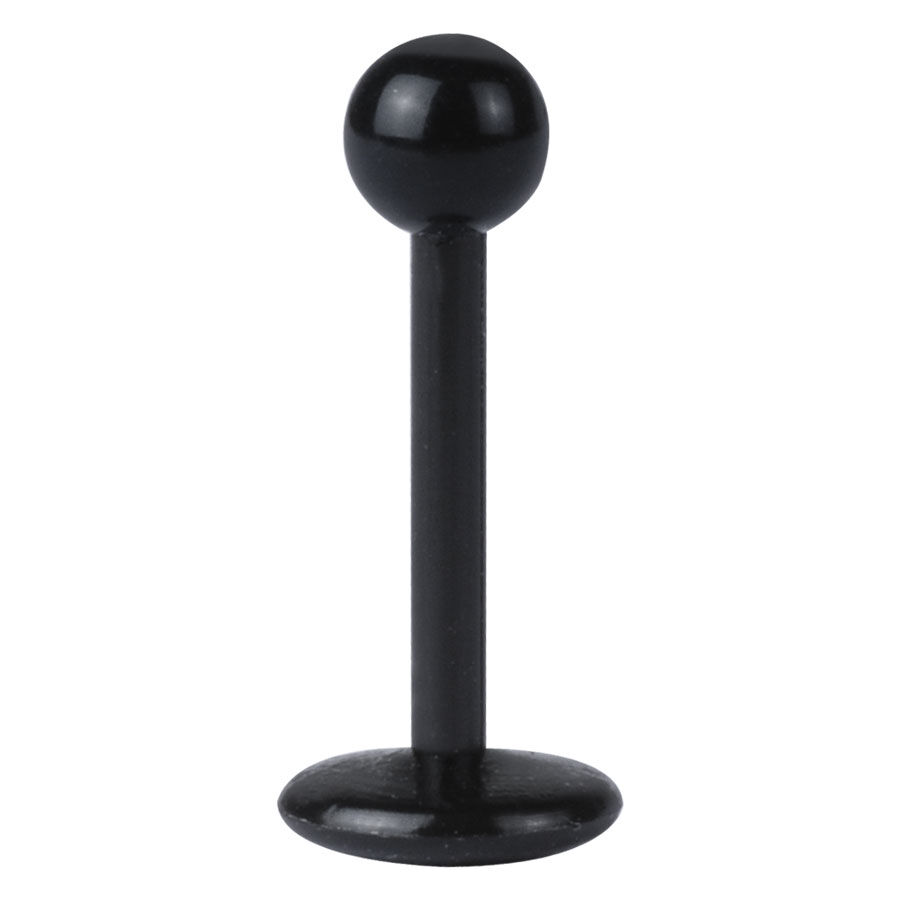 Piercing Labret noir BioPlast Labret noir en BioPlast avec boule sur fond blanc
