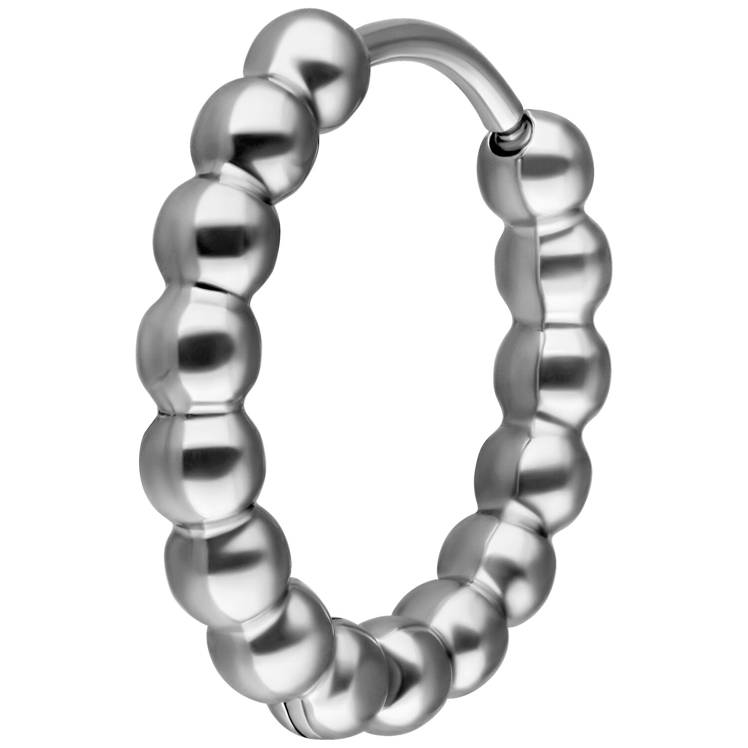 Boucles d'oreilles créoles à bulles en acier inoxydable argenté Boucle d'oreille créole à bulles en acier inoxydable argenté sur fond blanc