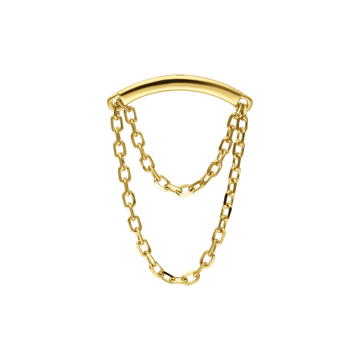 Embout de chaîne Helix en or 14K Push Fit Embout de chaîne Helix en or avec mécanisme Push-Fit sur fond blanc