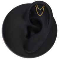 Embout de chaîne hélice en or 14K pour piercings Embout de chaîne hélice doré sur fond noir en forme d'oreille