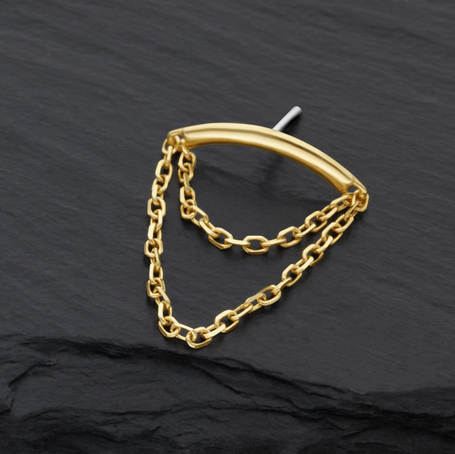 14K Gold Helix Kettenaufsatz Embout de chaîne helix en or avec cristaux clairs sur fond sombre