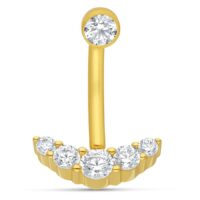 Bananabell en or 18K avec 5 cristaux Microbananabell doré avec 5 cristaux clairs sur fond blanc
