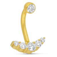 Microbananabell en or 18K avec 5 cristaux Microbananabell en or avec cinq cristaux clairs sur fond blanc