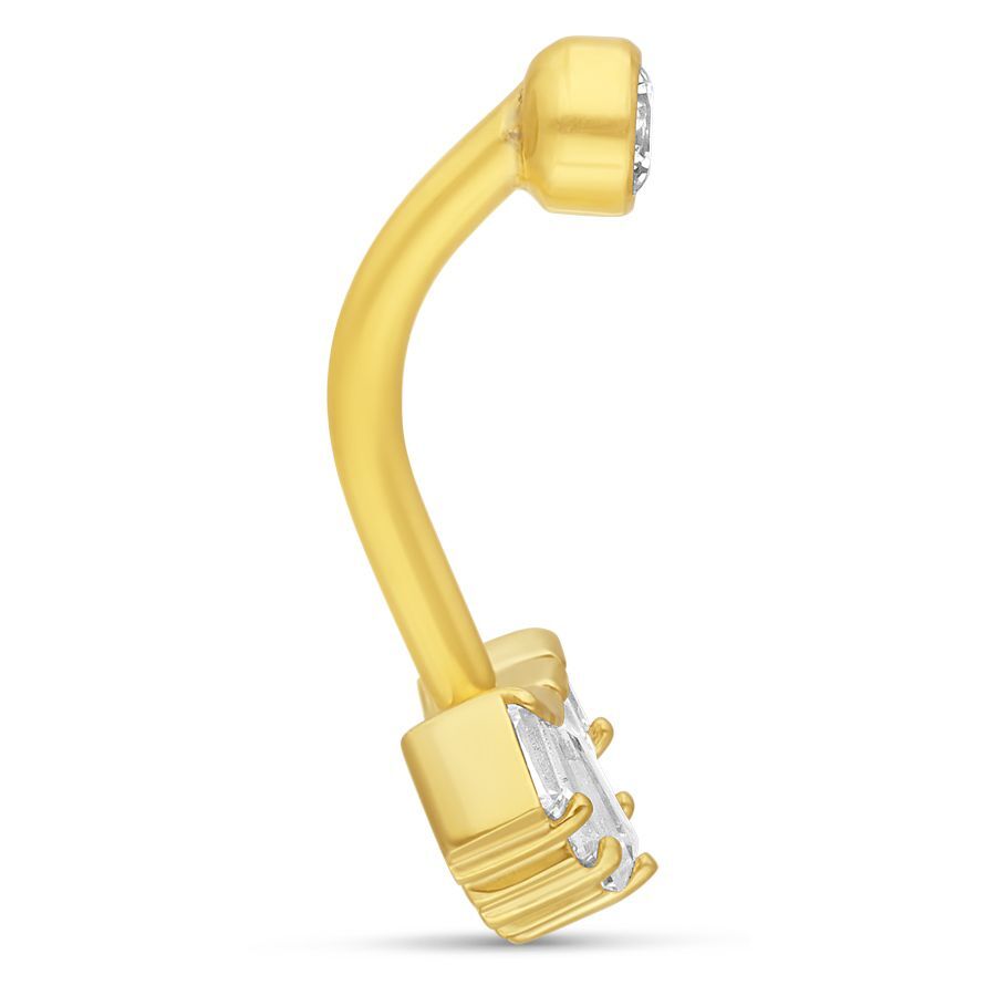 Microbanane en or 18K avec cristal Microbanane en or 18K avec cristal clair sur fond blanc