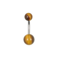 Embout de piercing en œil de tigre, brun doré Embout de piercing en œil de tigre brun doré sur fond blanc