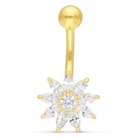 Bananabell en or 18k avec fleur en cristal Bananabell en or 18k avec fleur cristalline sur fond blanc