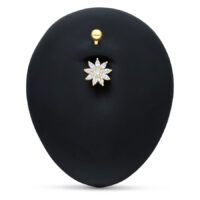 Bananabell en or 18k fleur de cristal Piercing nombril en or 18k avec fleur de cristal clair sur fond noir