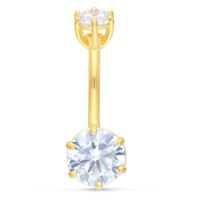 Bananabell en or 18K avec doubles cristaux Bananabell en or 18K avec deux cristaux clairs sur fond blanc
